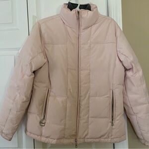 Pink down winter puffer jacket. Size medium.
